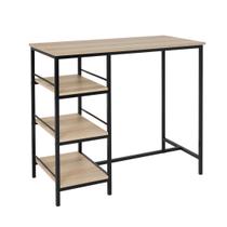 Conjunto jogo mesa bancada gourmet ciplafe 2 tubo preto fosco tampo madeira amendoa 1,02m