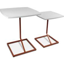 Conjunto Jogo Mesa Tip De Canto Lateral Tampo Quadrado