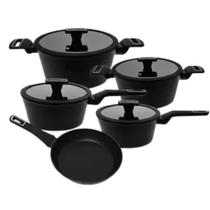 Conjunto Jogo Panelas 5 Peças Revestimento Cerâmico Indução Antiaderente Caçarola Frigideira Cozinha Restaurante Dia das Mães Pais Aniversário Almoço