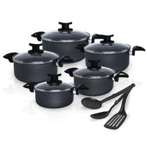 Conjunto Jogo Panelas Caçarola Teflon Antiaderente 8 Pç Premium com Espatula e Tampa de Vidro