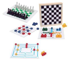 Conjunto Jogos 5x1 - Dama Trilha Jogo da Velha Xadrez Ludo