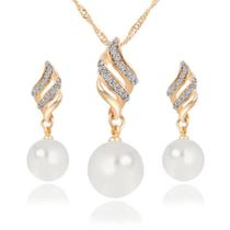Conjunto Joias Femininas Banhado a Ouro Zircônia Pérola