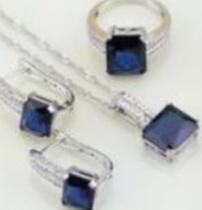 Conjunto Joias folh Prata Zirconias Marinho