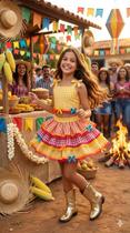 Conjunto Junino Banana Club Luxo Sofia Xadrez Amarelo Conjunto Junino Banana Club Luxo Sofia Xadrez Amarelo