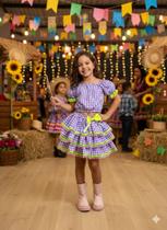 Conjunto Junino Luxo Sofia Xadrez Lilas Banana Club Infantil
