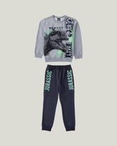 Conjunto jurassic world moletom menino malwee kids cinza