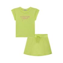 Conjunto Juvenil Blusa Boxy Short Saia em Canelado Maui cor Verde - Lilimoon