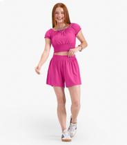 Conjunto Juvenil Blusa Com Shorts em Viscose Minty Rosa Conjunto Juvenil Blusa Com Shorts em Viscose Minty Rosa