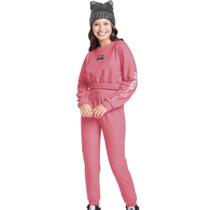 Conjunto Juvenil Blusão e Calça em Moletom Nasa Feminino Infantil Inverno Neon 1816