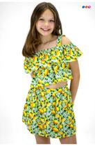Conjunto Juvenil Ciganinha Limão Blusa Alça Larga Short Saia Conjunto Juvenil Ciganinha Limão Blusa Alça Larga Short Saia