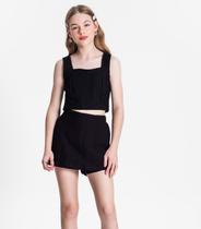 Conjunto Juvenil Cropped e Shorts Saia Minty Preto