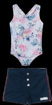 Conjunto Juvenil de Body & Bermuda - Azul Marinho & Rosa 4