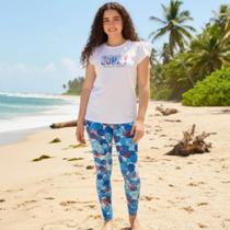 Conjunto Juvenil Feminino Blusa Estampada + Calça Legging Floral Carinhoso