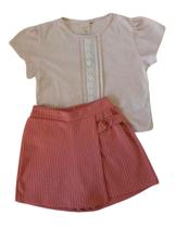 Conjunto Juvenil Feminino Blusa MC + Shorts Saia Angerô