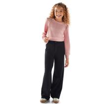 Conjunto Juvenil Feminino Blusão e Calça Wide leg Verde/Preto- Menina Anjo