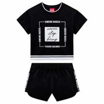 Conjunto Juvenil Feminino Curto Preto Never Stop - Amora Conjunto Juvenil Feminino Curto Preto Never Stop - Amora