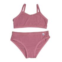 Conjunto Juvenil Feminino em Modal Sutiã Top Sem Bojo e Calcinha Tanga Confortável DelRio