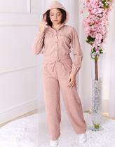 Conjunto Juvenil Feminino Inverno Calça e Jaqueta Com Capuz