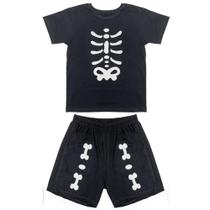 Conjunto Juvenil Look Jeans Ossos Preta - PRETO - 8