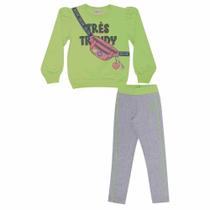Conjunto juvenil m/l abrange blusão tres trendy + legging molecotton - tamanho 10