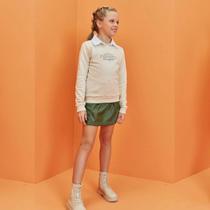 Conjunto Juvenil Menina Blusão em Moletom Peluciado e Saia Couro - Lilimoon Conjunto Juvenil Menina Blusão em Moletom Peluciado e Saia Couro - Lilimoon