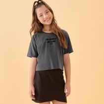 Conjunto Juvenil Menina Hits Blusa AlgodãoCinza Saia Malha