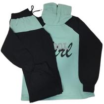 Conjunto Juvenil Menina Moletom Jade e Preto Conjunto Juvenil Menina Moletom Jade e Preto
