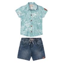 Conjunto Juvenil Menino Polo E Bermuda Jeans Carinhoso Kids - MALWEE Conjunto Juvenil Menino Polo E Bermuda Jeans Carinhoso Kids - MALWEE