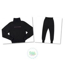 Conjunto Juvenil Mod. Me Blusão e Calça Moletom Peluciado Preto Conjunto Juvenil Mod. Me Blusão e Calça Moletom Peluciado Preto