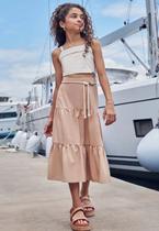 Conjunto Juvenil Saia Blusa Areia Vic Vicky