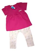 Conjunto Kamylus Baby Menina Blusa E Calça Canelada Florida