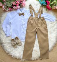 Conjunto Kanga Social Gustavo Marrom Castor com Suspensório e Gravata Borboleta Conjunto Kanga Social Gustavo Marrom Castor com Suspensório e Gravata Borboleta