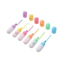 Conjunto Kawaii de 6 Mini Marcadores Fluorescentes com Carinhas Sorridentes