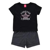 Conjunto Kely Kety Blusa Manga Curta Estrela + Short Moletom