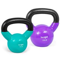 Conjunto Kettlebells Yes4All em ferro fundido revestido de vinil 4,5 kg 6,8 kg