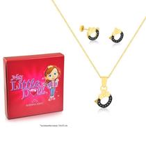 Conjunto Kids Hello Kitty Light Pink Folheado Ouro Conjunto Kids Hello Kitty Light Pink Folheado Ouro
