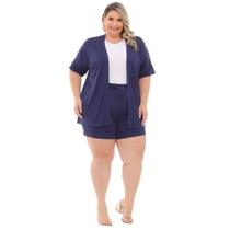 Conjunto Kimono e Bermuda Plus size Moda Curvy Plus All Size