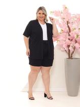 Conjunto Kimono Plus Size Com Bermuda De Malha Moda Verão Conjunto Kimono Plus Size Com Bermuda De Malha Moda Verão