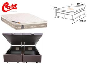 Conjunto King c/ Colchão Castor Molas Premium Tecnopedic + Cama Box Baú Bipartido Jadmax 193x203 - Linha Alta