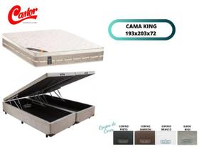 Conjunto King c/ Colchão Castor Molas Premium Tecnopedic + Cama Box Baú Bipartido Jadmax 193x203 - Linha Alta