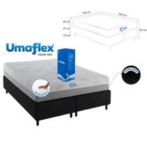 Conjunto King Colchão á Vácuo na Caixa Fit Visco com Base Box Bipartida em Suede Blindada 193x203x65 Alto Padrão de Qualidade