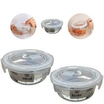 Conjunto Kit 06 Potes Herméticos de Vidro Armazenar Conservar Alimentos Salada Legumes Grãos Cereais Geladeira Marmita Casa Cozinha 650 ml