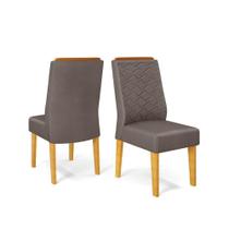 Conjunto Kit 2 Cadeiras de Jantar DJ Móveis Lidia Cedro Veludo Lunar Conjunto Kit 2 Cadeiras de Jantar DJ Móveis Lidia Cedro Veludo Lunar