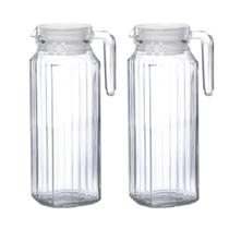 Conjunto Kit 2 Jarras De Vidro Com Tampa 1 Litro Design Resistente