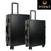 Conjunto KIT 2 Malas de Viagem em Policarbonato INTRACT Inviolável P e M Cadeado TSA Giratória 360º Rodas Duplas Âmbar Preta