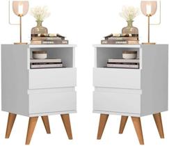 Conjunto Kit 2 Mesa De Cabeceira Retro Quarto Cama Pop Branco