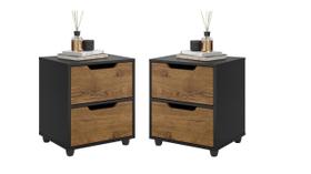 Conjunto Kit 2 Mesas Cabeceira 2 Gavetas Pés Anti Umidade