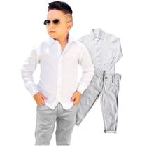 Conjunto kit 2 Peças Social Masculino Camisa Branca e Calça
