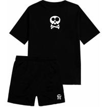 Conjunto Kit 2 peçss Short Tactel Grosso e Camiseta Algodão Masculin Estampada