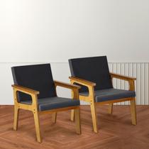 Conjunto Kit 2 Poltronas Cadeiras Madeira Conforto Sala Decorativa Varanda Rustica - Movene